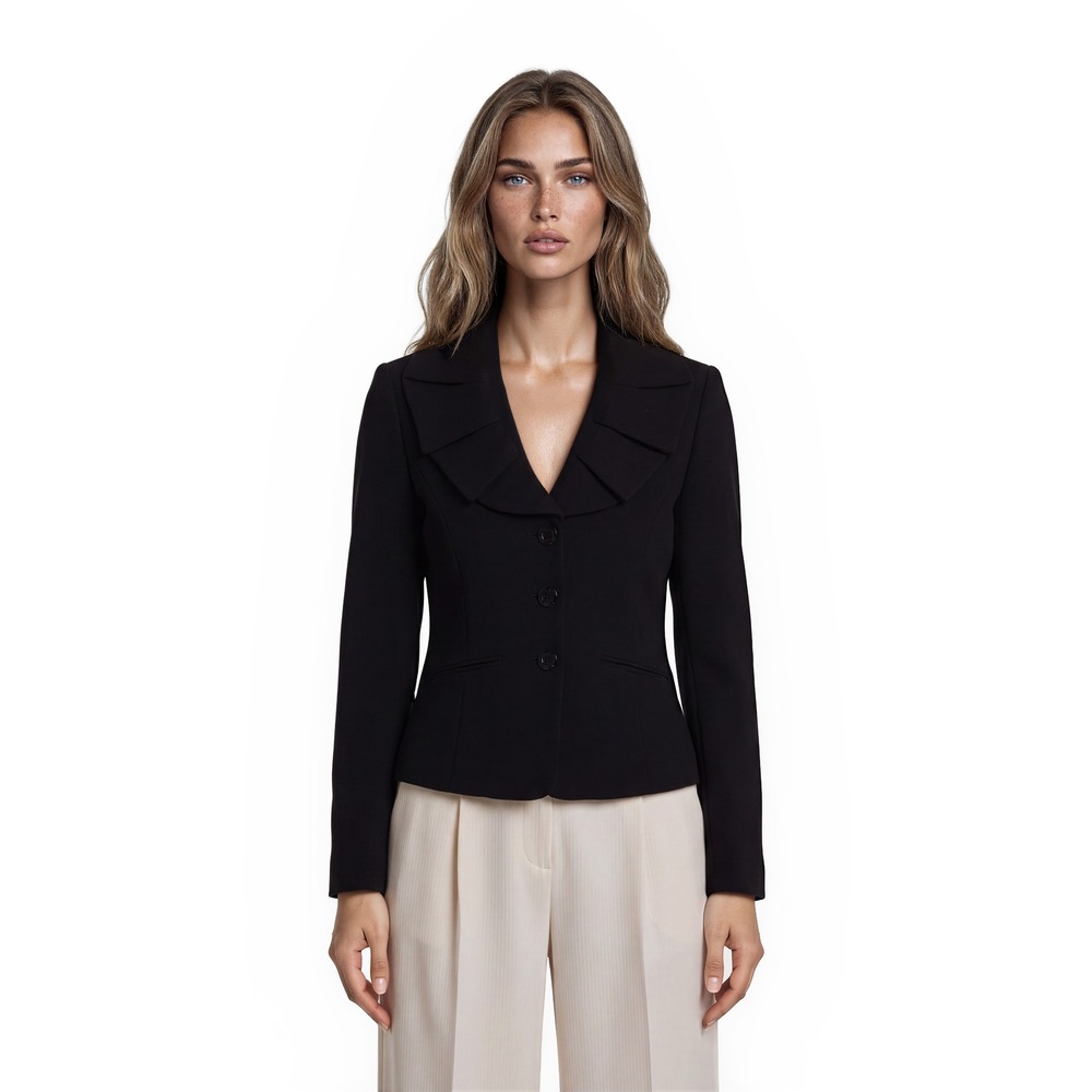 NEW Tahari Jessie Blazer Women's Size 4 Black Portrait Collar Button Jacket $280